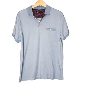 Le 31 Par Simons x Liberty Fabrics Men’s Polo Blue Organic Cotton Blend Shirt